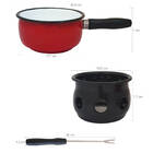 Aparelho De Fondue Vermelho Panela Esmaltada Com Vela 7 Peças