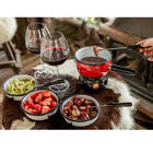 Aparelho De Fondue Vermelho Panela Esmaltada Com Vela 7 Peças