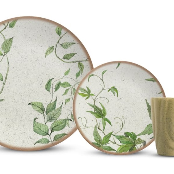 Aparelho De Jantar 12 Peças Tropical Leaves C/ Caneca