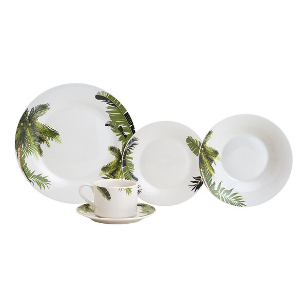 Aparelho De Jantar 20 Peças Porcelana Coqueiro – Lyor - Verde