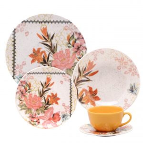 Aparelho De Jantar 20 Peças Unni Buque Tropical Oxford