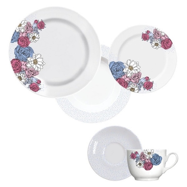 Aparelho De Jantar/cha 20 Peças Porcelana Frida