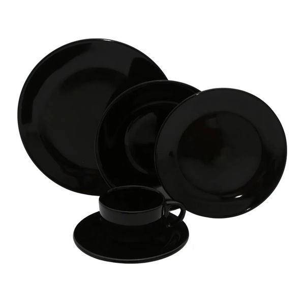 Aparelho De Jantar Chá 20 Peças Preto Cerâmica Pratika Biona