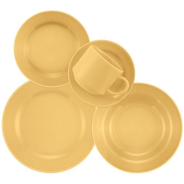 Aparelho De Jantar Donna 30 Peças Cerâmica Amarelo Biona