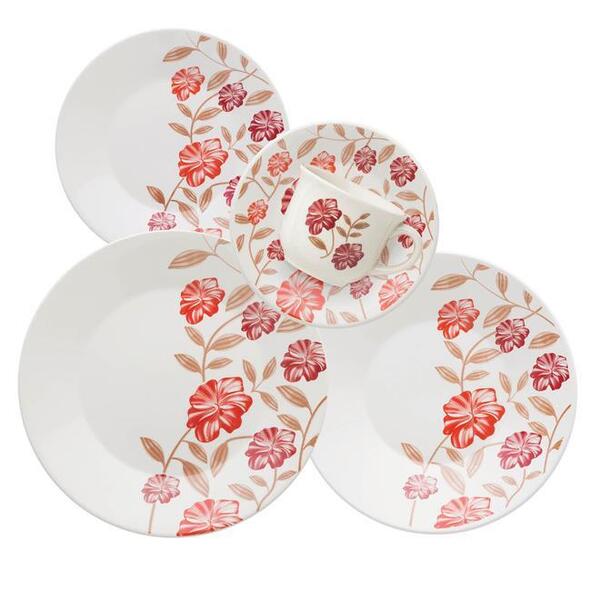 Aparelho De Jantar E Chá Vermelho Amor 30 Peças 008017 Biona