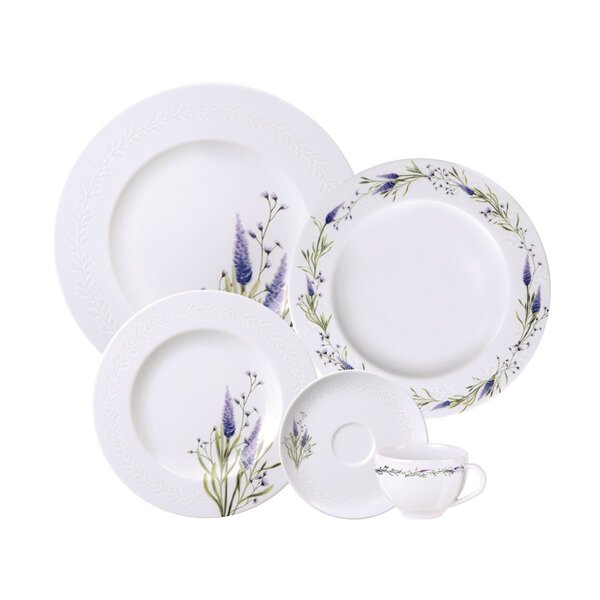 Aparelho De Jantar Tramontina Lilla Em Porcelana Decorada 30