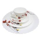 Aparelho De Jantar Vidro Branco 16 Peças Completo Chris Red