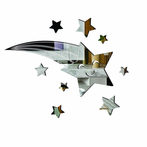 Aplique De Espelho Decorativo Cometa 39x32cm 9 Pçs 38138 Prata