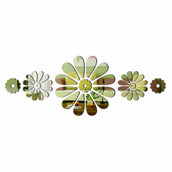 Aplique De Espelho Decorativo Flores 28x76cm 41 Pçs 38131 Pra