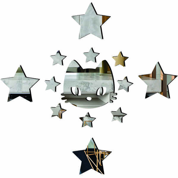 Aplique De Espelho Decorativo Gatinho 59x60cm 13 Pçs 38142 Pr