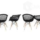 Apoio Braços Web Preta Jogo De 4 Cadeira Para Sala De Estar