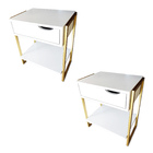 Apoio Lateral Cama Quarto Mesa De Cabeceira Branco Dourado Ch