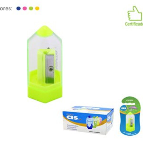 Apontador Escolar Cis 390 Plástico Com Depósito Caixa Com 12