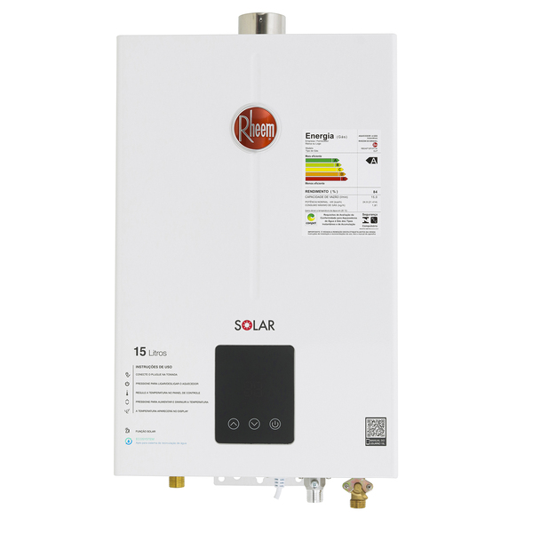 Aquecedor de Água a Gás 15L/min GLP Branco Digital Bivolt Rheem