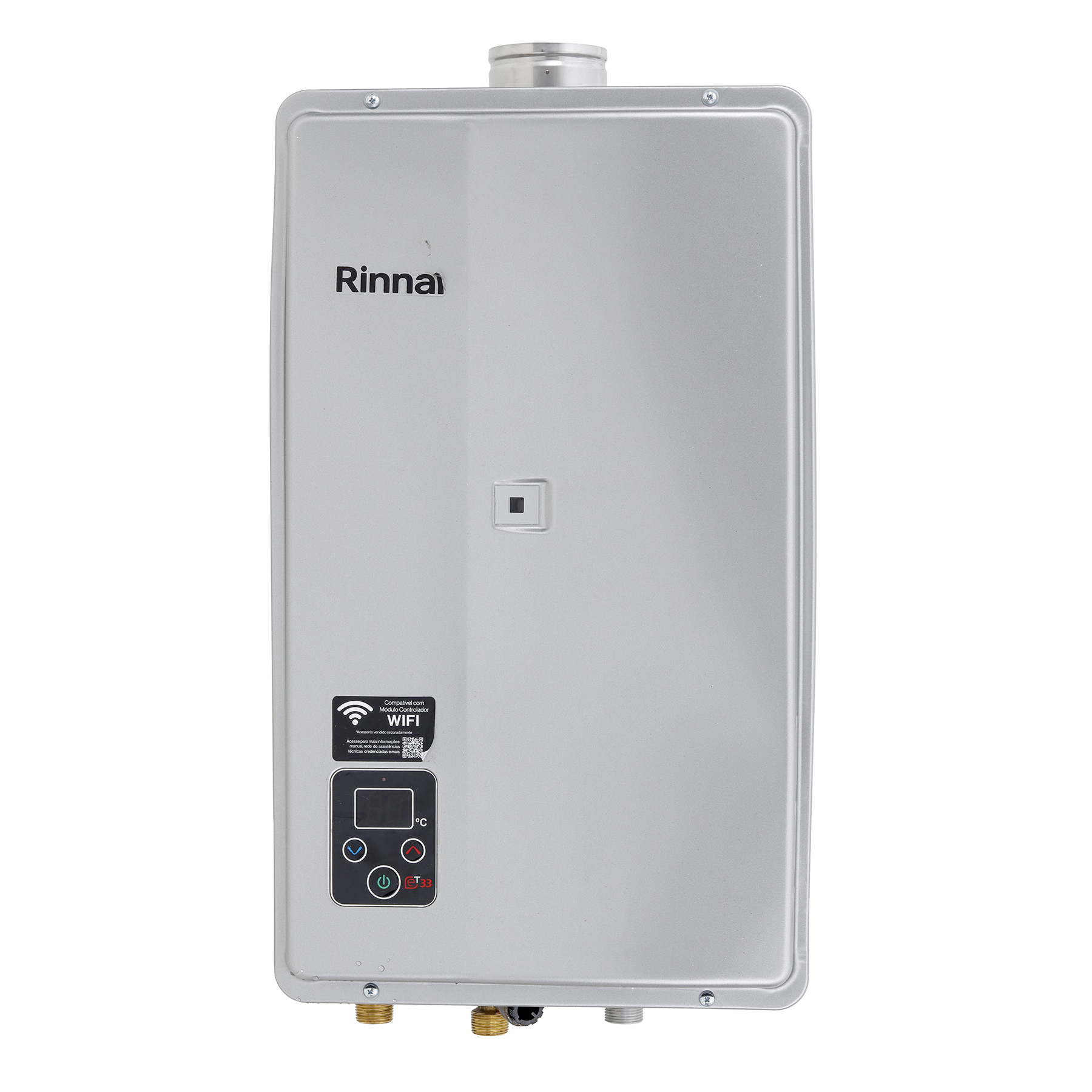 Aquecedor de Água a Gás Rinnai 32,5L/min GN Prata Digital Wi-Fi