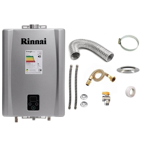 Aquecedor A Gás Glp Rinnai Reu E17 Prata+kit De Instalação