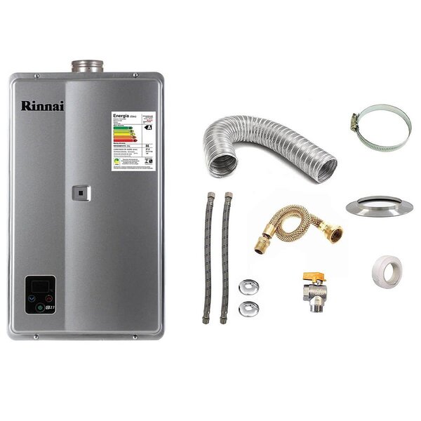 Aquecedor A Gás Glp Rinnai Reu E270 Prata+kit De Instalação
