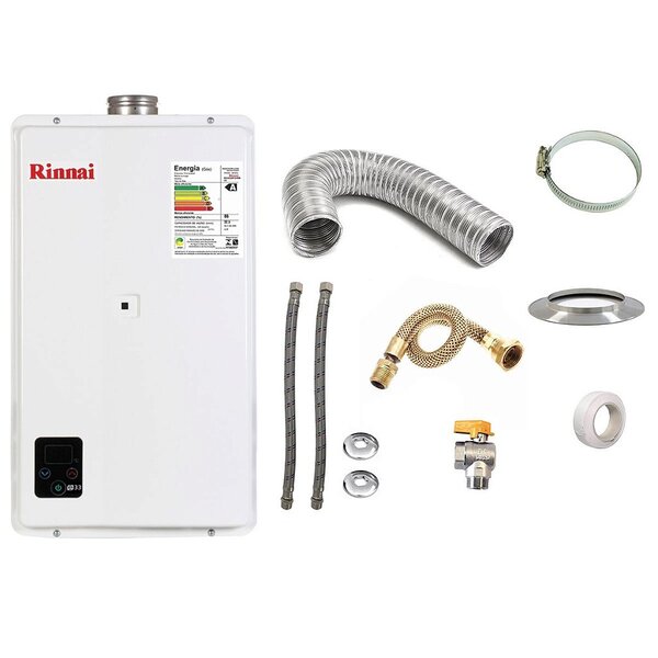 Aquecedor A Gás Gn Rinnai Reu E33 Branco+kit De Instalação