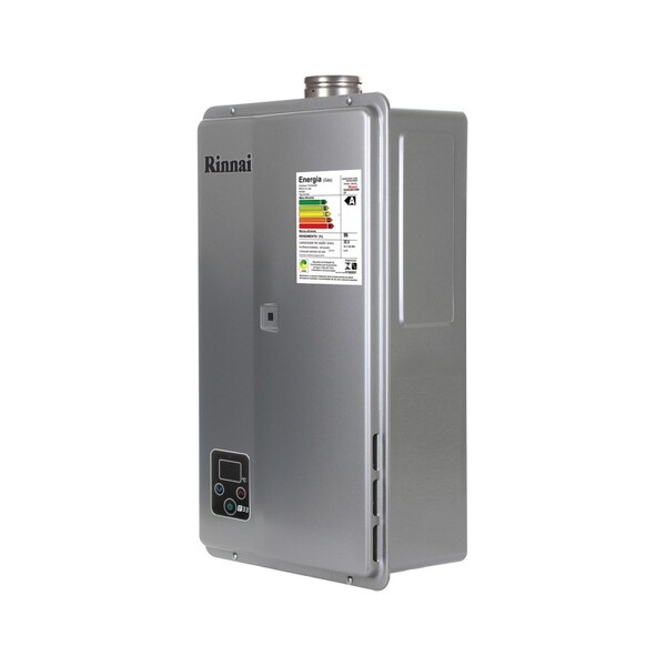 Aquecedor A Gás Rinnai E331 Top Vazão 32 5 Litros Digital Exaustão Forçada.  - Prata - Gás Glp (botijão) | Leroy Merlin