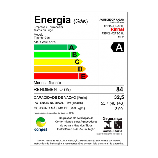Aquecedor A Gas Rinnai Reu 2402 Fec1 Vazao De 32 5 Litros Gas Natural Gn Ou Gas Glp Gas Glp Botijao Leroy Merlin