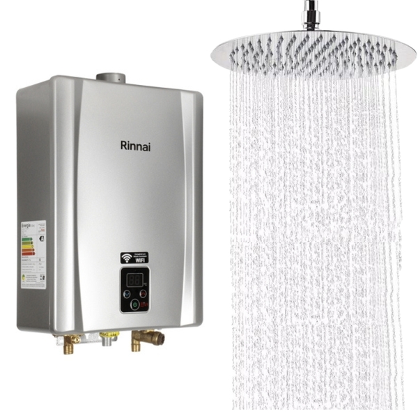 Aquecedor De Água A Gás Rinnai E21 Feh 21 Litros Prata Com Du