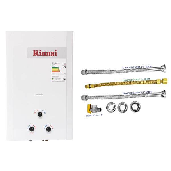 Aquecedor Rinnai 20 Litros M200 Cfh Glp (mecânico) + Kit Liga