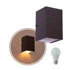 Arandela 1 Foco Média Alumínio Ext. Marrom + Led A60 Br. Quen