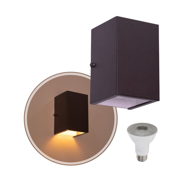 Arandela 1 Foco Média Alumínio Ext. Marrom + Led Par20 Br. Qu