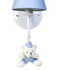 Arandela 1 Lâmpada Ursinho De Boné Azul Quarto Bebê Infantil