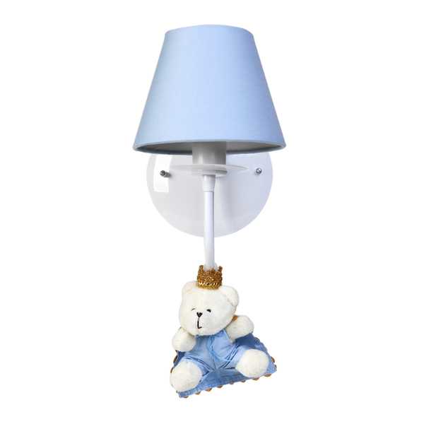 Arandela 1 Lâmpada Ursinho Príncipe Azul Quarto Bebê Infantil