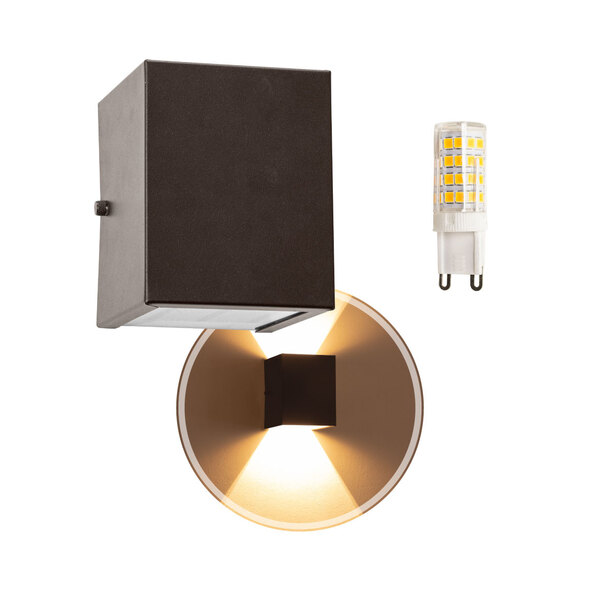 Arandela 2 fachos marrom +  lâmpada led g9 5w 3000k Bivolt  p