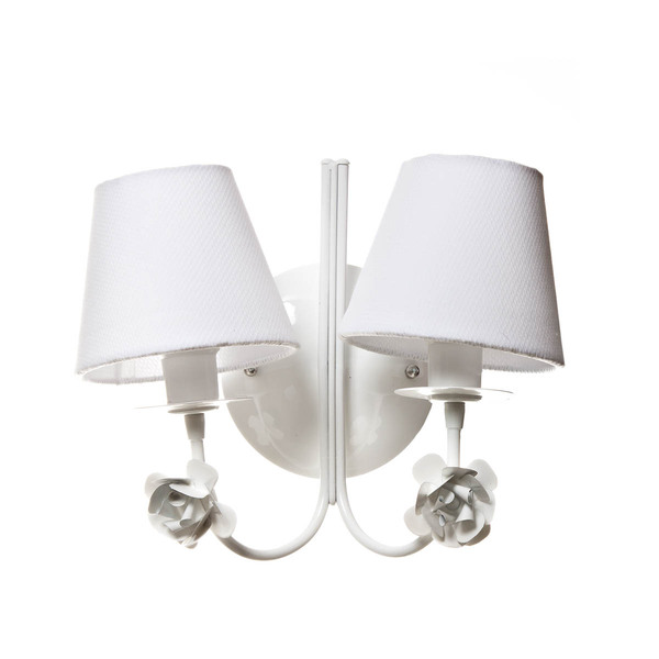 Arandela 2 Lâmpadas Flores Brancas Quarto Bebê Infantil