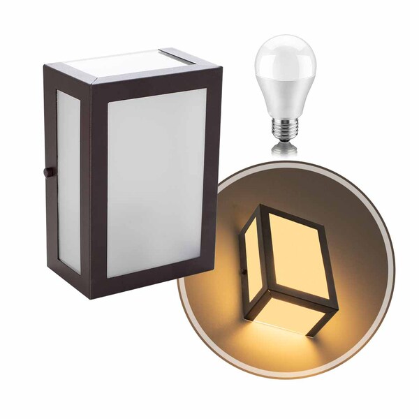 Arandela 5 Vidros Alumino Externa Marrom + Led A60 12w Br. Qu