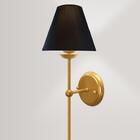 Arandela Abajur Parede Cúpula Tecido Preto Lavabo Dourado P