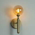 Arandela Abaporu Dourado Globo Vidro Ambar Hl014 Bella P/1x G