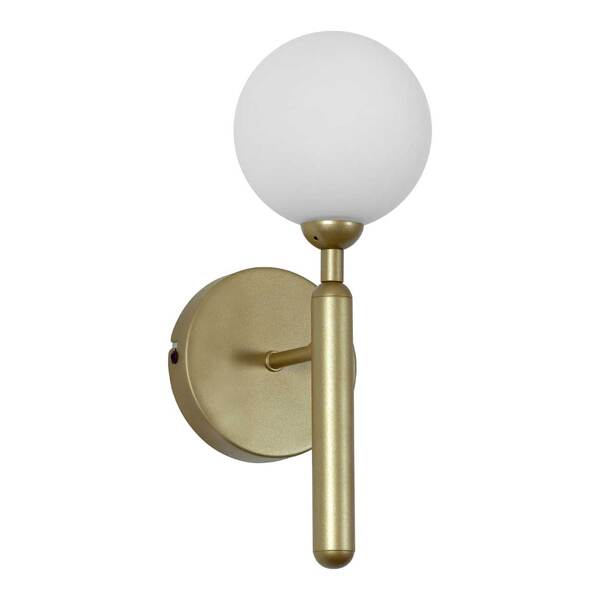 Arandela Abaporu Dourado Globo Vidro Branco Hl014 Bella P/1x