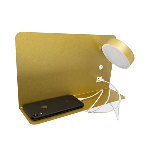 Arandela Aixa Cabeceira Led 8w Usb Starlux Zr123 Ouro Fosco St2491