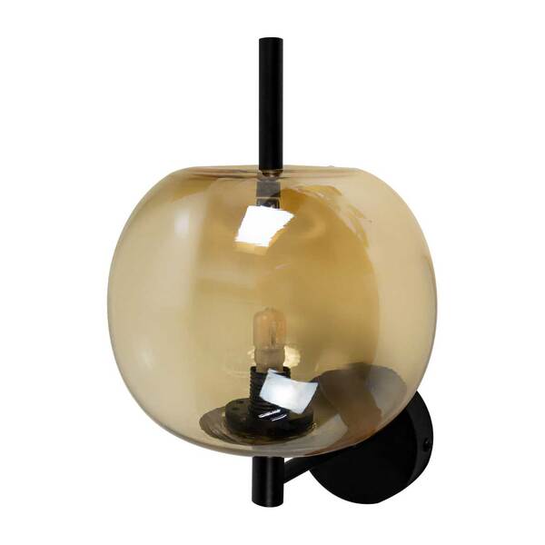 Arandela Apple C/ Globo ambar Preto Fosco + Led G9 Bf Starlux