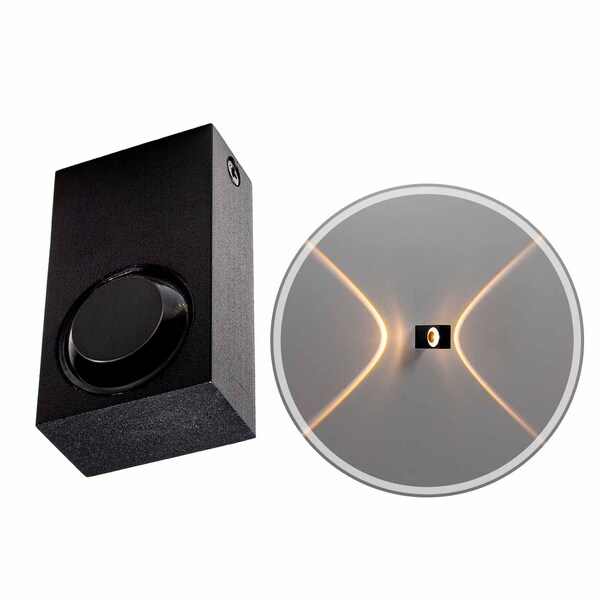 Arandela Arc 2 Fachos 60º Em Alumínio Externa Led 2w 3000k Pt