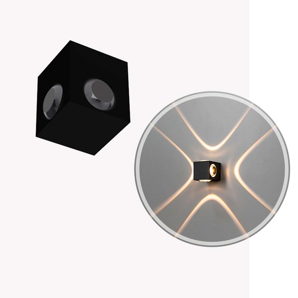 Arandela Arc 4 Fachos Preta Alumínio Externa Led 4w Br. Quent