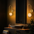 Arandela Arkom Light Parede Dourado Globo Vidro Leitoso 10cm