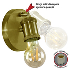 Arandela Articulada Nordic Spot Dourado + Lampada A60
