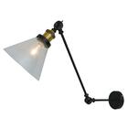 Arandela Articulada Retro Para Parede Vidro E Metal Preto