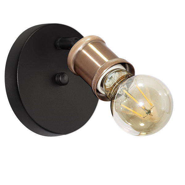 Arandela Articulada Touch Nordic Spot Preto/cobre + Lampa60