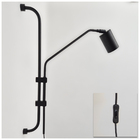 Arandela Articulada Turim Preto Texturizado E Cabo Com Interr