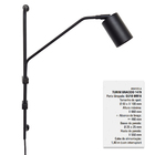 Arandela Articulada Turim Preto Texturizado E Cabo Com Interr