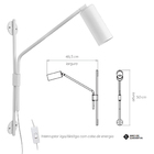 Arandela Articular Com Cabo E Interruptor Branco Texturizado