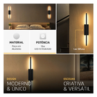 Arandela Articulare Parede Interna 60cm Led 10w 3000k Preto