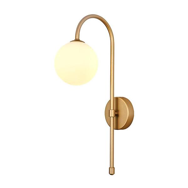 Arandela Baculum Dourada Vidro Branco 15x40cm Para 1xg9 Bivol