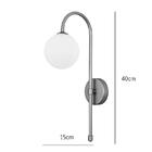 Arandela Baculum Preta Vidro Branco 15x40cm Para 1xg9 Bivolt